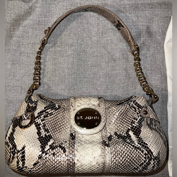 NWT St. John Python Leather Shoulder Bag - Picture 4 of 11